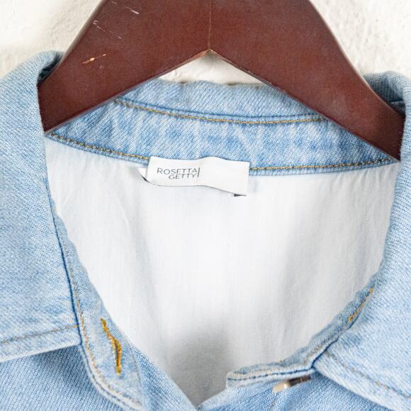 Rosetta Getty $730 Cropped Denim Shirt Mid Blue Wide Boxy fit - Picture 4 of 9